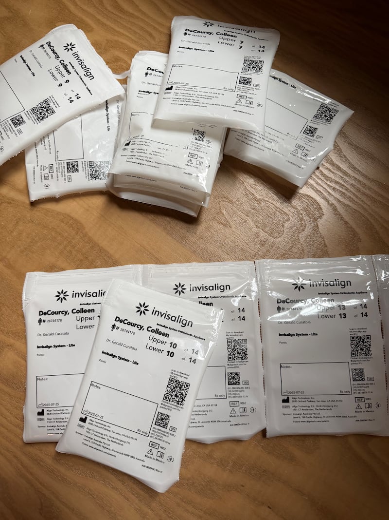 Colleen's Invsalign aligners.