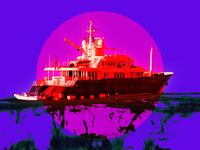 A photo illustration of the boat from Below Deck: Down Under.