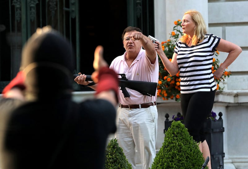 McCloskey, who has proposed a special panel to give out damages to Jan. 6 rioters, drew attention in 2020 for pointing a gun at social justice protesters outside his St. Louis home.