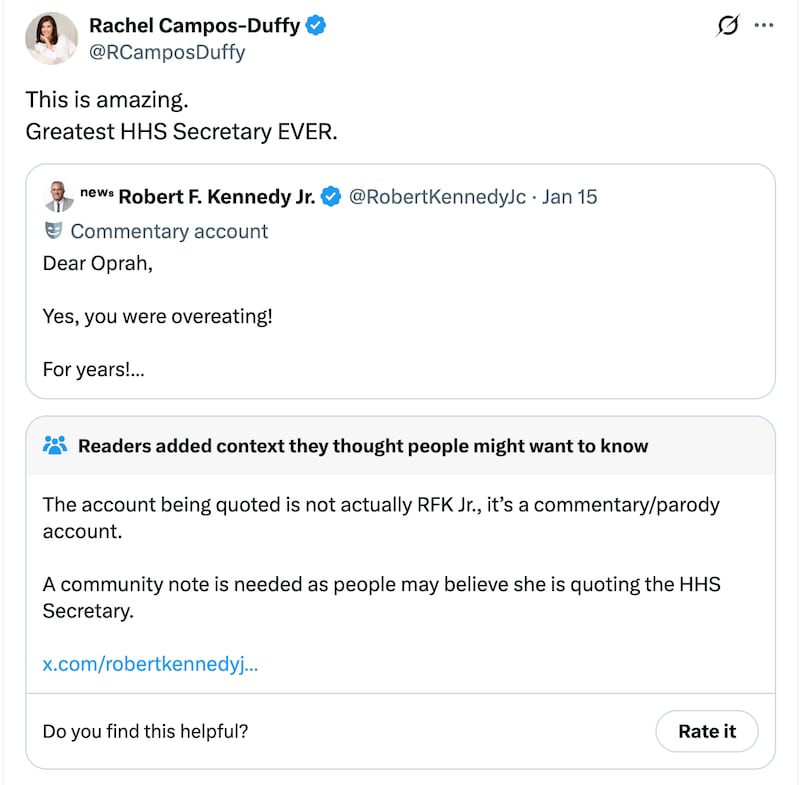 Campos-Duffy's mistake tweet.