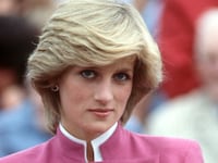 Diana, Princess of Wales, wearing a pink coat and pleated skirt, during a visit to Montague, Prince Edward Island, on June 27, 1983, in Canada.