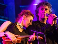 Amanda Palmer and Neil Gaiman performing in London in 2017.