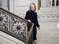 Michelle O'Neill makes her way to the Assembly chamber before being nominated as First Minister at Stormont on February 3, 2024 in Belfast, Northern Ireland.