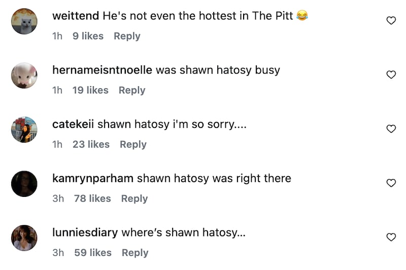 Many commenters said they would have chosen Noah Wyle’s costar, Shawn Hatosy, for the title.