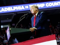 Republican presidential candidate, former U.S. President Donald Trump speaks at a campaign rally at the Liacouras Center on June 22, 2024 in Philadelphia, Pennsylvania.