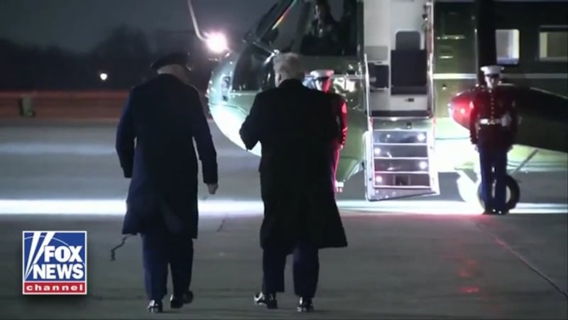 Trump arced well wide of the Marine One door.