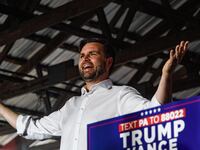 Vance speaks to a crowd in Pennsylvania.
