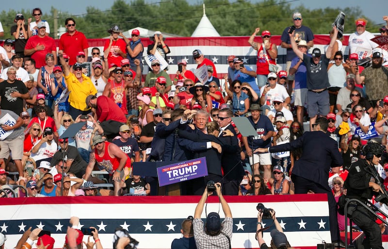 Donald Trump after being shot at a rally in Pennsylvania
