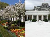 The White House Rose Garden before and after
