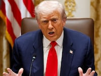 U.S. President Donald Trump speaks during a meeting with President of Argentina Javier Milei in the Cabinet Room at the White House on October 14, 2025 in Washington, DC. Trump is hosting Milei for a working lunch days after the U.S.