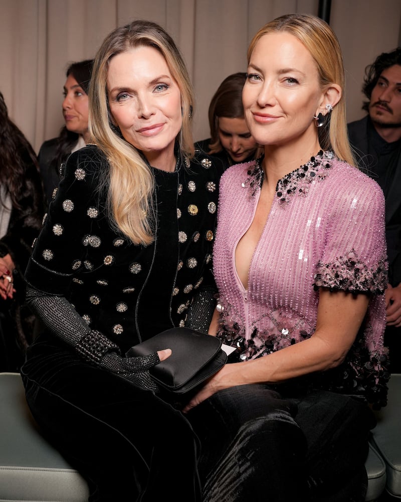 Michelle Pfeiffer and Kate Hudson at the front row of Giorgio Armani Privé fashion show in Paris, 2026.