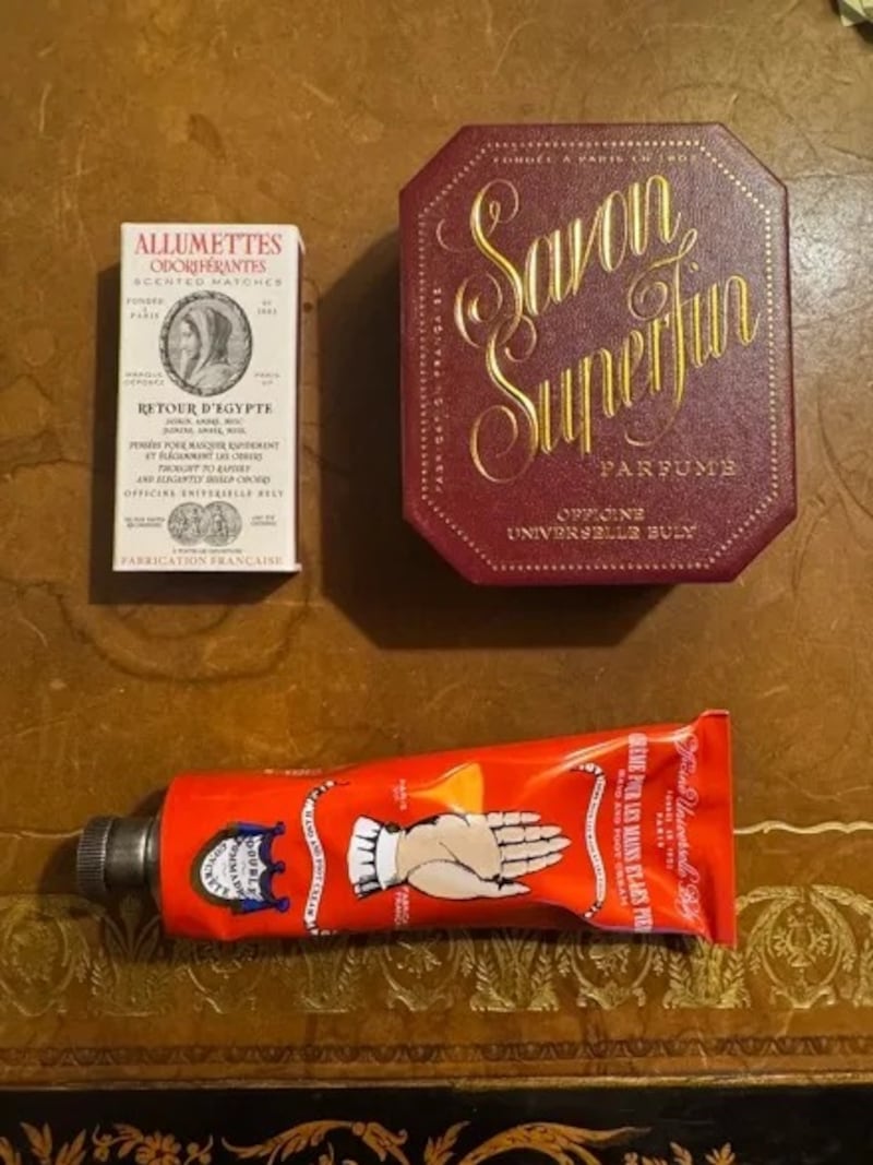 A power trio: Allumettes Odoriferantes, Retour D'Egypte parfume, and Double Pomade Concrete cream.