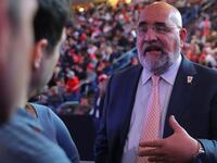 Chris LaCivita, co-manager of Republican presidential candidate former U.S. President Donald Trump’s campaign, talks to reporters before a campaign rally in Durham, New Hampshire