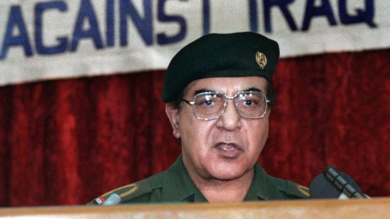 Mohammad Said al-Sahhaf, better known by his nickname 'Baghdad Bob.' (Photo by KARIM SAHIB/AFP via Getty Images).