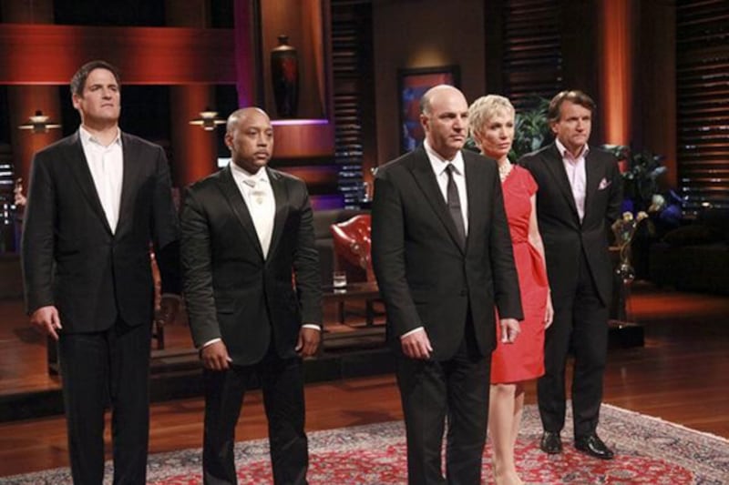 "Shark Tank" cast Mark Cuban, Daymond John, Kevin O'Leary, Barbara Corcoran, and Robert Herjavec.