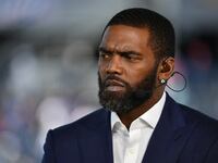 ORLANDO, FLORIDA - JANUARY 26: Randy Moss from ESPN looks on during the 2020 NFL Pro Bowl at Camping World Stadium on January 26, 2020 in Orlando, Florida. (Photo by Mark Brown/Getty Images)
