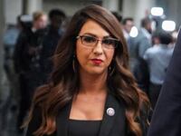 Lauren Boebert (R-CO) departs during a break in a House Republican Conference meeting as Republicans work to restart their effort to pick a new leader