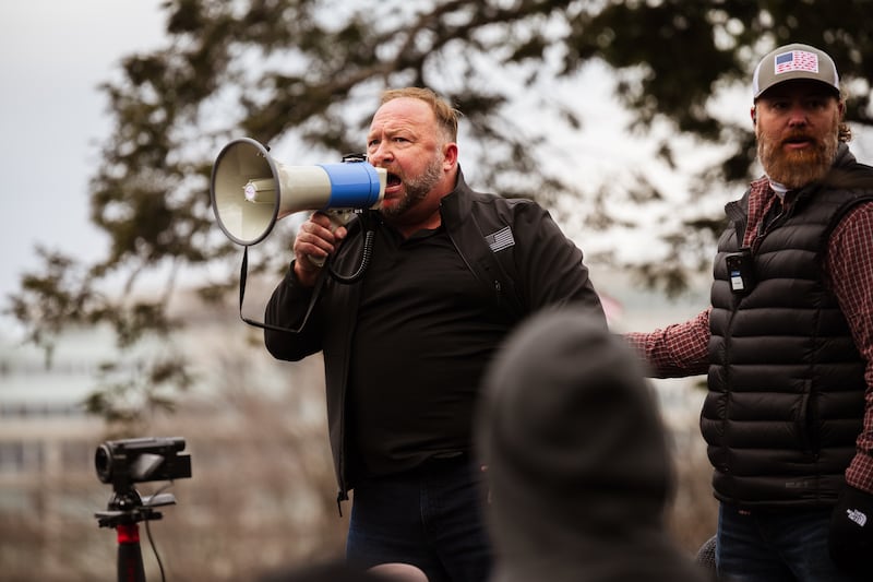 Alex Jones spoke at “Stop The Steal” rallies on Jan. 6, 2021, and stood by Donald Trump in the immediate aftermath—when his political career appeared dead.