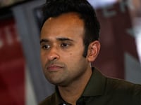 CINCINNATI, OHIO - OCTOBER 24: Vivek Ramaswamy, Republican nominee for Governor of Ohio, speaks to a group of supporters at Price Hill Chili on October 24, 2026 in Cincinnati, Ohio. Ramaswamy is running against democratic nominee Dr. Amy Acton for the seat. (Photo by Michael Swensen/Getty Images)
