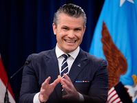 Defense Secretary Pete Hegseth speaks during a news conference at the Pentagon on June 22, 2025 in Arlington, Virginia.