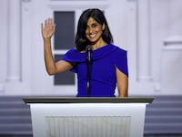 Usha Chilukuri Vance, wife of J.D. Vance speaks on stage on the third day of the Republican National Convention at the Fiserv Forum on July 17, 2024 in Milwaukee, Wisconsin.