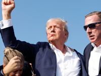 Donald Trump is rushed offstage after being shot during a rally on July 13 in Butler, Pennsylvania.