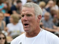 Brett Favre before the game between the Southern Miss Golden Eagles and the Louisiana Monroe Warhawks at M.M. Roberts Stadium.