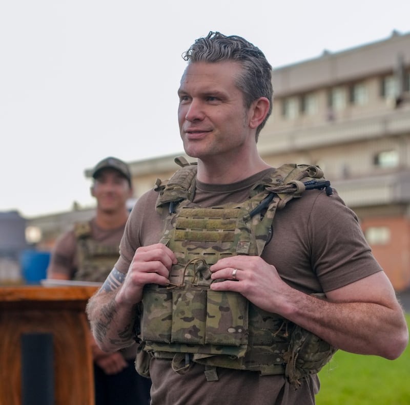 Pete Hegseth in Army camouflage.