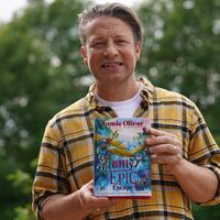 Jamie Oliver during a visit to Great Bradfords Junior School, in Braintree, Essex, as he launches his new book, Billy and the Epic Escape, on May 23, 2024.