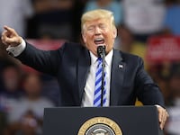 President Donald Trump speaks a rally at the Charleston Civic Center on August 21, 2018 in Charleston, West Virginia.