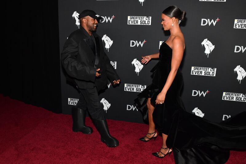 NASHVILLE, TENNESSEE - OCTOBER 12: Kanye West and Candace Owens attend the "The Greatest Lie Ever Sold" Premiere Screening on October 12, 2022 in Nashville, Tennessee. (Photo by Jason Davis/Getty Images for DailyWire+)