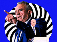 A photo illustration showing RFK Jr. and US President Joe Biden.