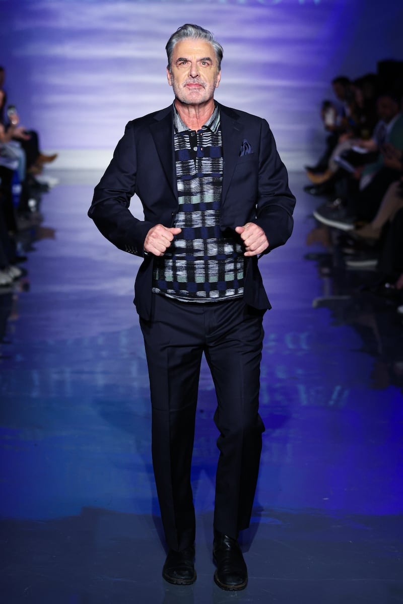 Chris Noth walks the runway at the Blue Jacket Fasion Show 2026