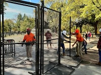 Security fencing at Lafayette Square