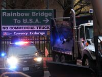 Rainbow Bridge border crossing in Niagara Falls, Ontario,Canada after a car exploded at a US-Canada checkpoint