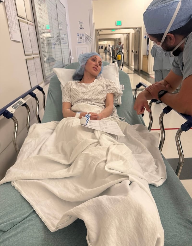 In her Instagram post, Jennifer Sterger shared 13 photos and videos of her hospital stay, including pictures of herself on a hospital bed.