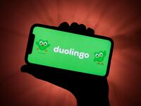Duolingo logo is seen displayed on a phone screen in this illustration photo taken in Krakow, Poland on July 3, 2021. (Photo illustration by Jakub Porzycki/NurPhoto via Getty Images)