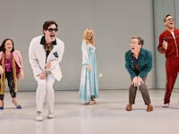 Amber Gray, Steven Pasquale, Rachel Bay Jones, Jeremy Shamos, and Bobby Cannavale in 'Here We Are.'