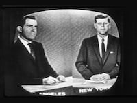 A photo Richard Nixon and John F. Kennedy at the first debate