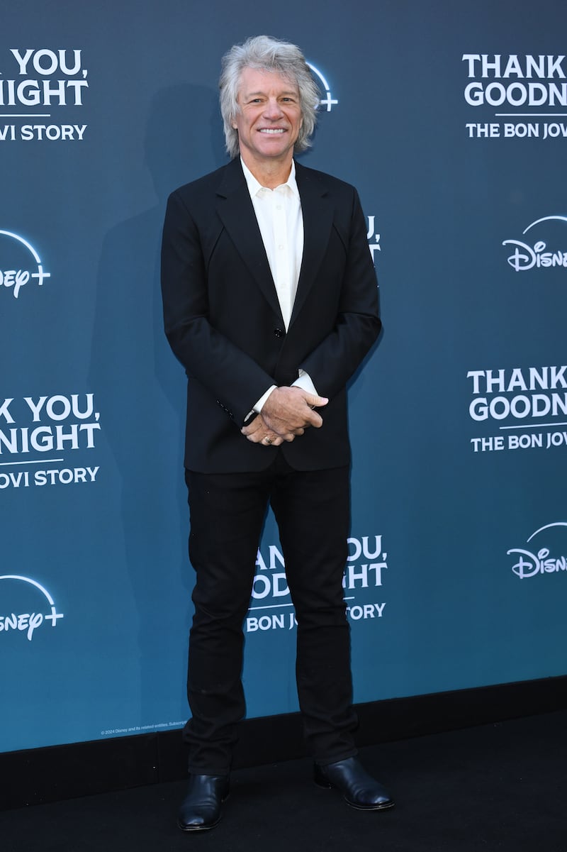 Jon Bon Jovi attends the "Thank You, Goodnight: The Bon Jovi Story" U.K. Premiere on April 17, 2024, in London, England.