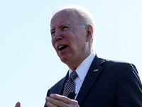 President Joe Biden speaks to reporters.