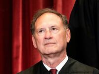 Associate Justice Samuel Alito poses during a group photo of the Justices at the Supreme Court in Washington D.C. on April 23, 2021.