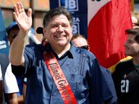 Illinois governor JB Pritzker walks during the 55th Annual 26th Street Mexican Independence Day parade in Chicago on September 13, 2026.