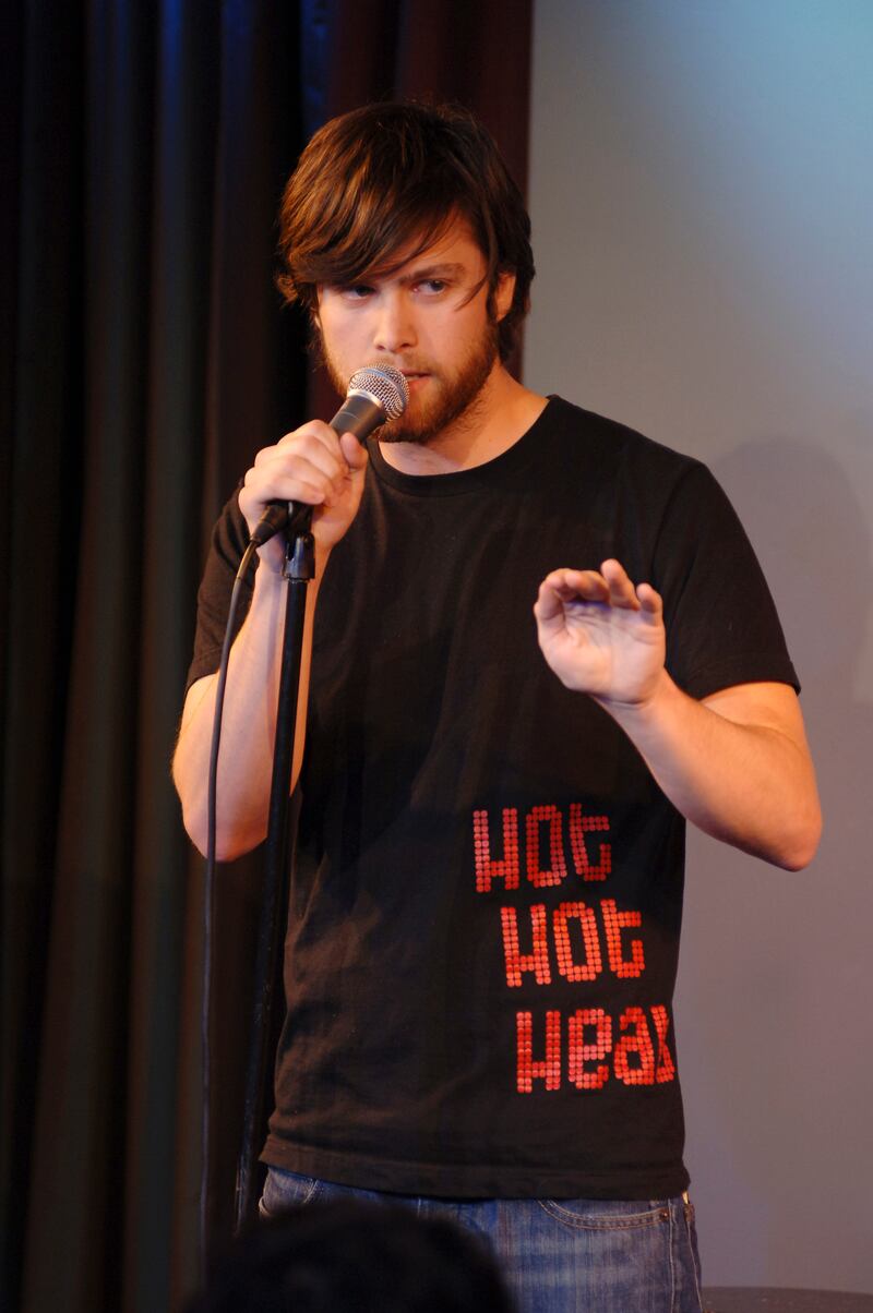 NEW YORK - JANUARY 07: Colin Jost performs at an evening with the writers and performers of Saturday Night Live at Comix on January 7, 2008 in New York City.