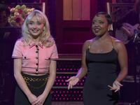 Sabrina Carpenter joins Quinta Brunson for her 'SNL' opening monologue.