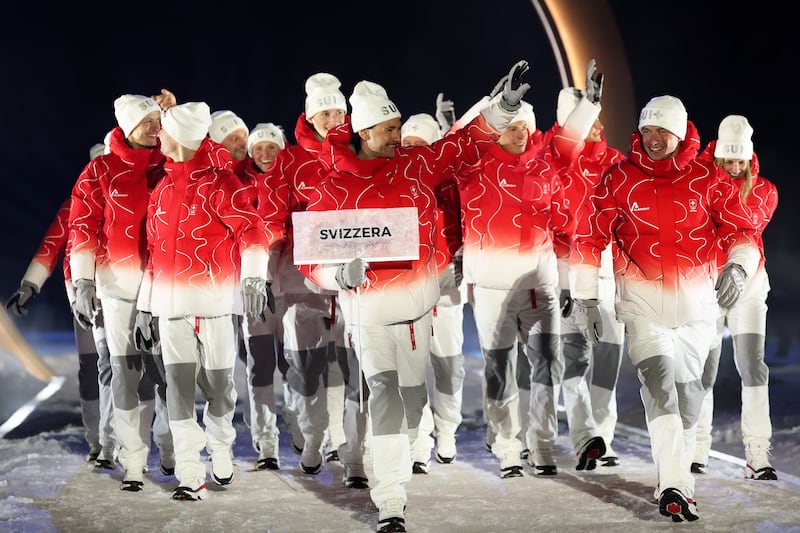 Athletes of Team Switzerland at the Athletes' parade.