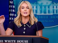 White House press secretary Karoline Leavitt speaks during the daily press briefing in the Brady Press Briefing Room at the White House on August 12, 2025 in Washington, DC.