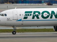 LOS ANGELES, CALIFORNIA - MARCH 30: A Frontier Airlines Airbus A321 airplane taxis at Los Angeles International Airport on March 30, 2025 in Los Angeles, California. (Photo by Kevin Carter/Getty Images)