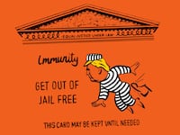 Monopoly get out of jail card with Donald Trump