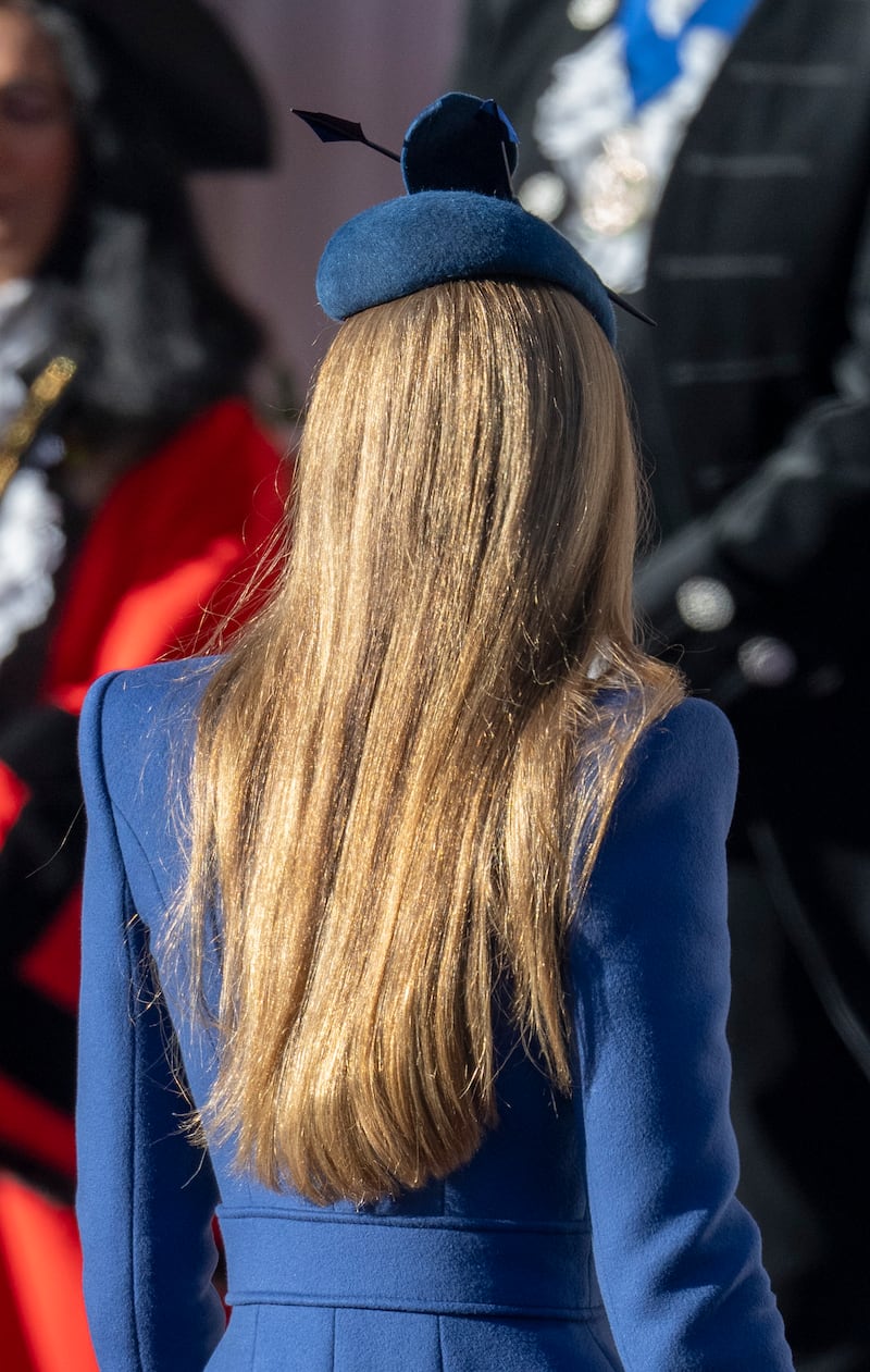 Catherine, Princess of Wales during the formal welcome of Germany's president at the Royal Dais on December 3, 2025 in Windsor, England. The President of the Federal Republic of Germany, accompanied by Ms. Elke Budenbender, are paying a State Visit to the United Kingdom as the guests of Their Majesties The King and Queen. The visit is the first from Germany in 27 years and will be marked with ceremonial visits, an address to the UK parliament and a banquet.
